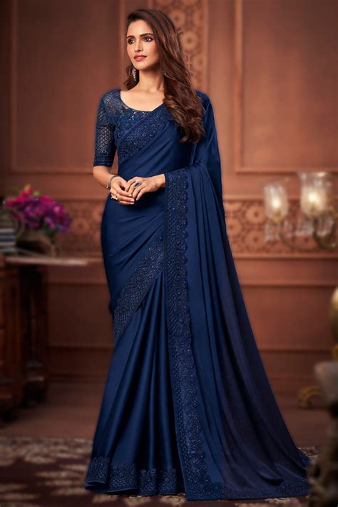 navy blue silver border saree|navy blue sarees.